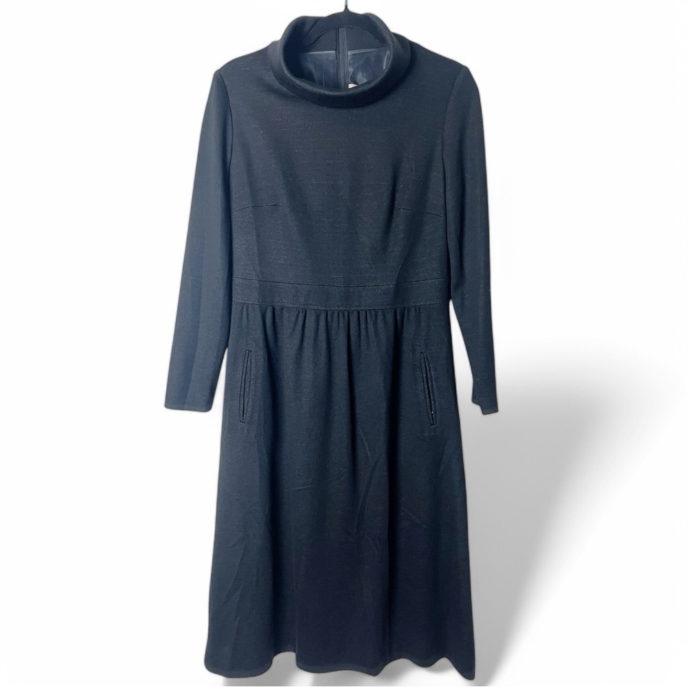 Strauss Modell - Women's Vintage Wool Blend Knit Midi Dress‎ Mock Neck - Sz. M